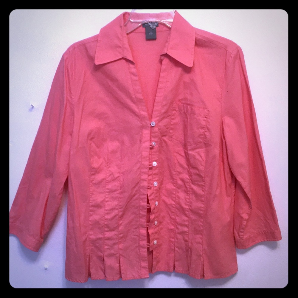 Coral and white ruffle top